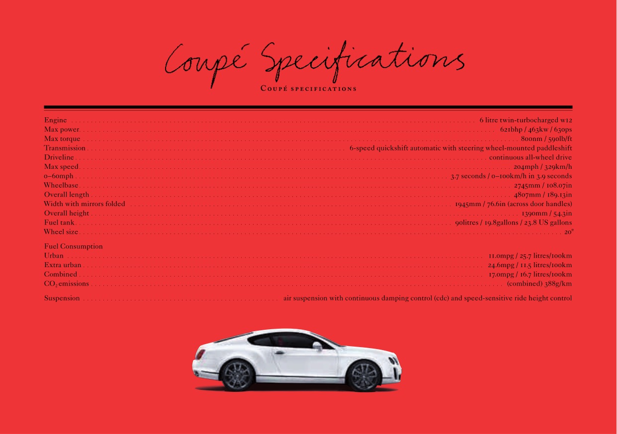 2012 Bentley Continental SS Super Sports Brochure Page 33